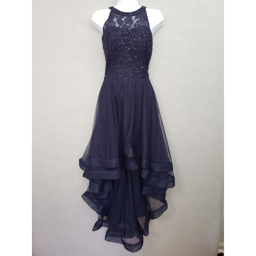 Speechless 13 High Low Dress Blue Lace Sequin Formal Cocktail Gown Fairycore